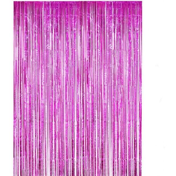 Perdea Franjurata, Flippy, Model Decor Petrecere, pentru Fundal de Poze, Amenajare Colorata a Petrecerii, Dimensiune 100x200 cm, Roz Inchis