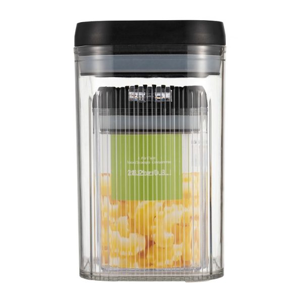 Cutii de Depozitare Alimente  Set din 2 Cutii de Tip Container de 0.8 si 1.3 l Recipiente pentru Cereale in Bucatarie Transparente cu Capac Negru