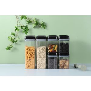 Recipient din Plastic, Flippy, pentru Alimente/Obiecte, Inchidere Ermetica, Textura Ondulata, 15 x 10 x 30 cm, 3.3 l, Transparent