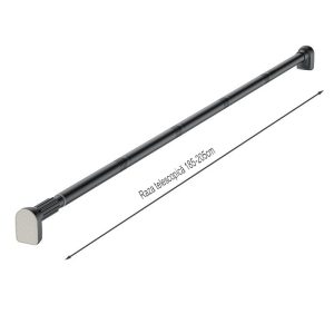 Bara Telescopica Multifunctionala, Flippy, din Otel Inoxidabil si ABS, Utilizare Universala, Extensie 185 - 205 cm, Fara Perforare Perete, Gri