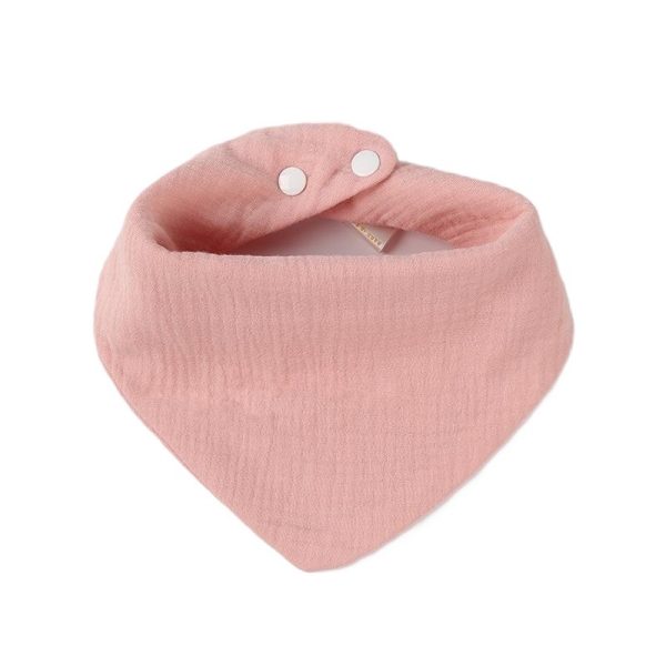 Baveta Triunghiulara  din Bumbac pentru Copii 0-12 Luni 33x32 cm Rezistenta la Apa Roz