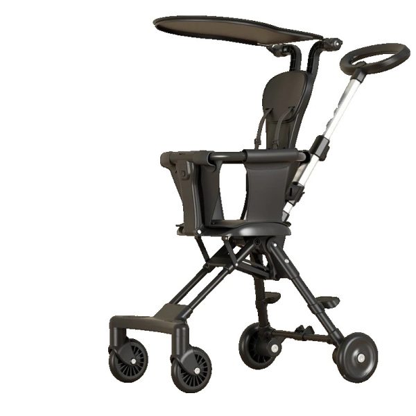 Carucior Pliabil  1-3 Ani Reversibil 4 Roti Parasolar din Aliaj de Aluminiu + Plastic + Textil 52 x 42 x 90 cm Negru