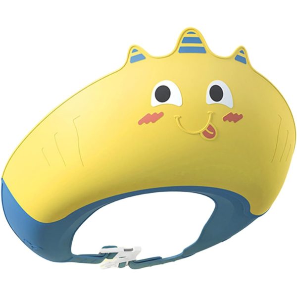 Casca de Dus  Previne Scurgerea Apei si Samponului pe Fata 0-12 Ani Ajustabila din TPE+PP 20 x 23 cm Model Unicorn Galben/Albastru