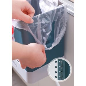 Cos de Gunoi Extensibil, Flippy, din Plastic, Reglabil, Pliabil, Versatil, pentru Bucatarie, Baie sau Birou, Cos Universal, 21x25x17 cm, Albastru Gri