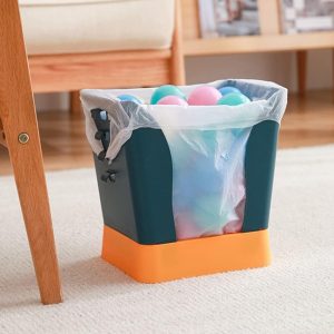 Cos de Gunoi Extensibil, Flippy, din Plastic, Reglabil, Pliabil, Versatil, pentru Bucatarie, Baie sau Birou, Cos Universal, 21x25x17 cm, Albastru Galben