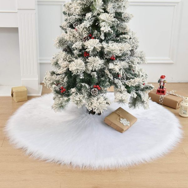 Covor pentru bradul de Craciun White Haipai, diametru 78 cm, blana cu o grosime 2.5-3 cm, alb