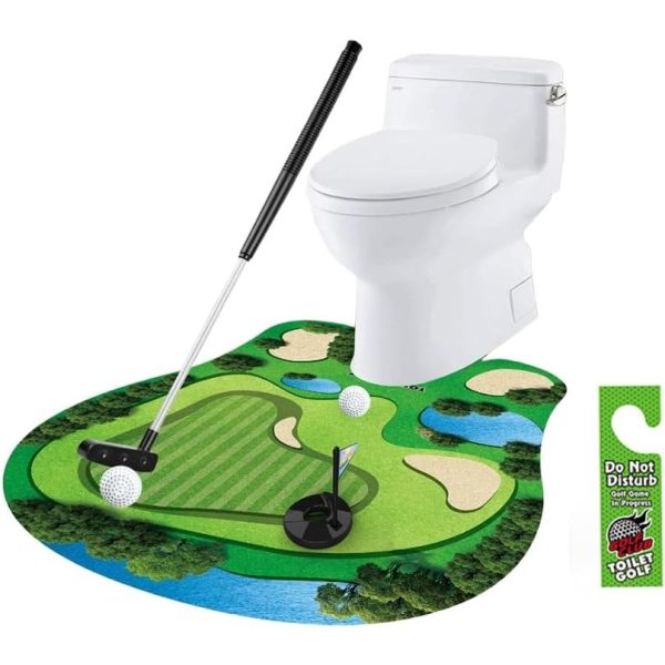 Covoras de Baie, Flippy, Model Teren de Golf, Interactiv, +14 Ani, din PVC, 80 x 69 cm, Verde