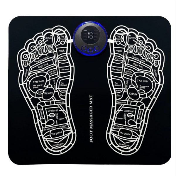 Covoras de Masaj pentru Picioare, EMS, 4 Niveluri de Intensitate, Incarcare USB, Ecran LED, Telecomanda Inclusa, Negru