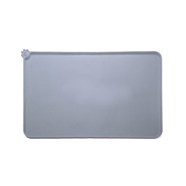 Covoras din silicon pentru animale  pentru bol de apa si mancare antiderapant margini ridicate pentru a mentine apa 48.5x30 cm Gri