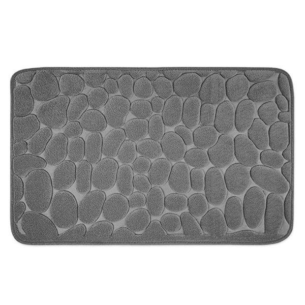 Covoras pentru Baie Antiderapant  Uscare Rapida Model 3D Piatra 40x60 cm Gri