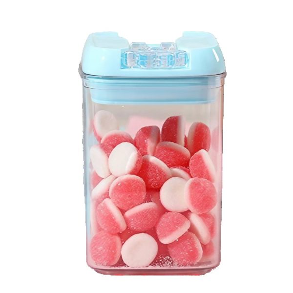 Cutie de Depozitare Alimente  0.8L Capac Albastru din PP+PET Inchidere Ermetica 10 x 10 x 15.5 cm Transparent