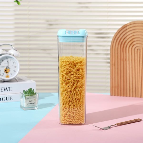 Cutie de Depozitare Alimente, Flippy, 1.9L, Capac Albastru, din PP+PET, Inchidere Ermetica, 10 x 10 x 30.5 cm, Transparent