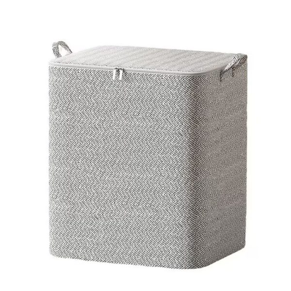 Cutie de Depozitare cu Fermoar, Flippy, Pliabila, Maner Ranforsat, Fermoar Rezistent, pentru Haine, Paturi, Plapumi, Perne, Lenjerii de Pat, Jucarii, 61x50x71 cm, 210 Litri, Gri