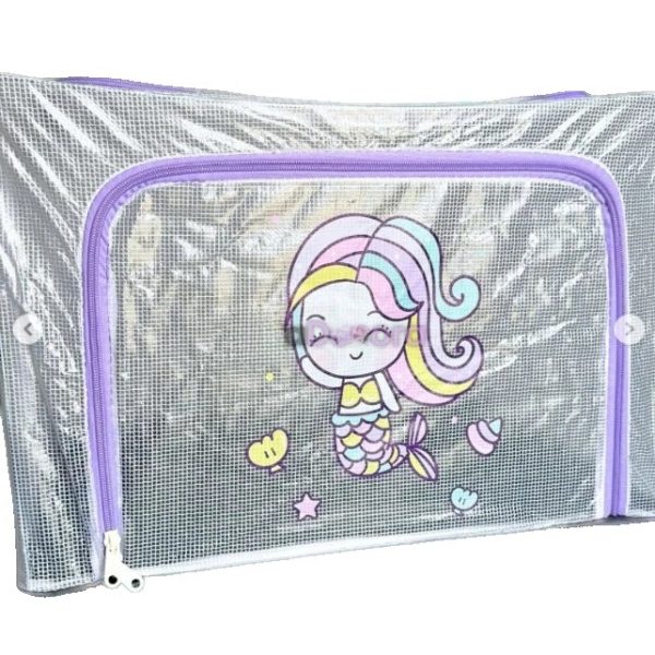 Cutie de Depozitare, Flippy, pentru Camera Copiilor, 100L, din PVC, Model Sirena, 60 x 42 x 40 cm, Transparent