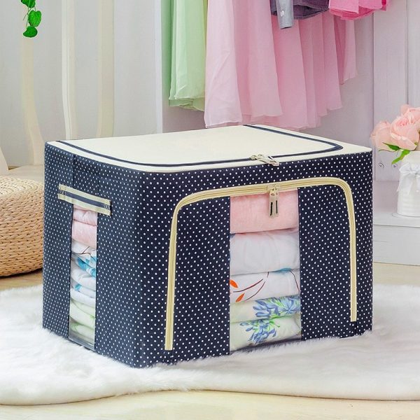 Cutie de Depozitare Pliabila  66 L din Panza Oxford 50x40x33 cm 2 Ferestre Frontala si Laterala 2 Usi de Acces cu Fermoar Bidirectional