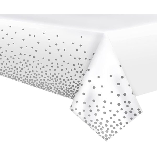 Fata de Masa, Flippy, din PEVA, Imprimeu Buline, 137 x 274 cm, Impermeabila, Fara Pete, Curatare Rapida, Gri