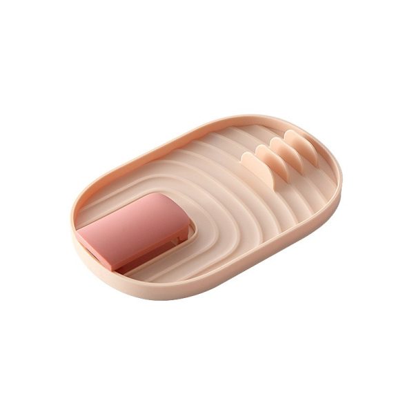 Suport Pliabil  pentru Capace Linguri Multifunctional Plasare pe Blatul de Bucatarie 11.5 x 18 x 2.2 cm Roz