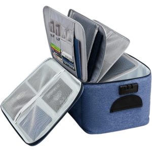 Geanta  pentru Depozitare Acte si Documente Facturi Carduri cu Cod de Securitate 5 Compartimente Impermeabila 37 x 20 x 27 cm Albastru
