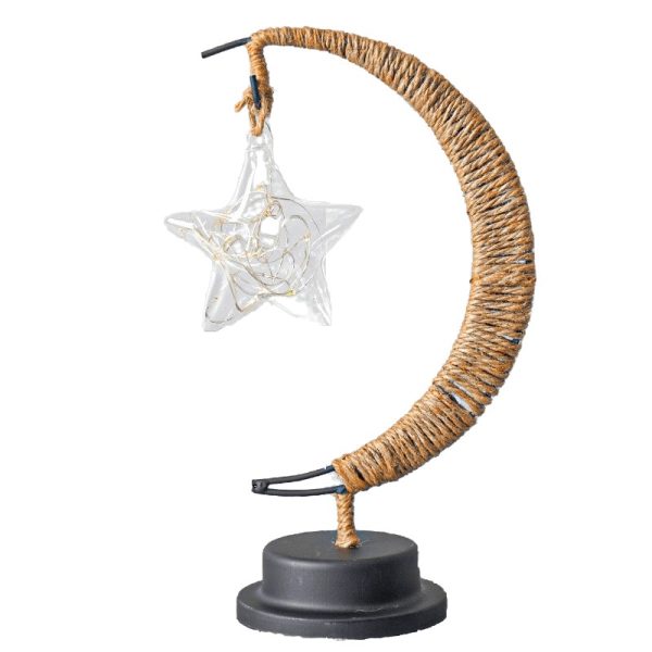 Lampa veghe  semi-luna cu stea din sticla led 28x15 cm alb cald