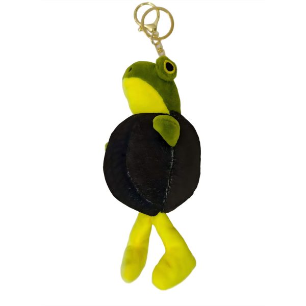 Jucarie Moale de Plus de Tip Breloc, Flippy, Model Italian Brainrot Broscuta cu Anvelopa Boneca Ambalabu, 18 x 11 cm, Negru Verde