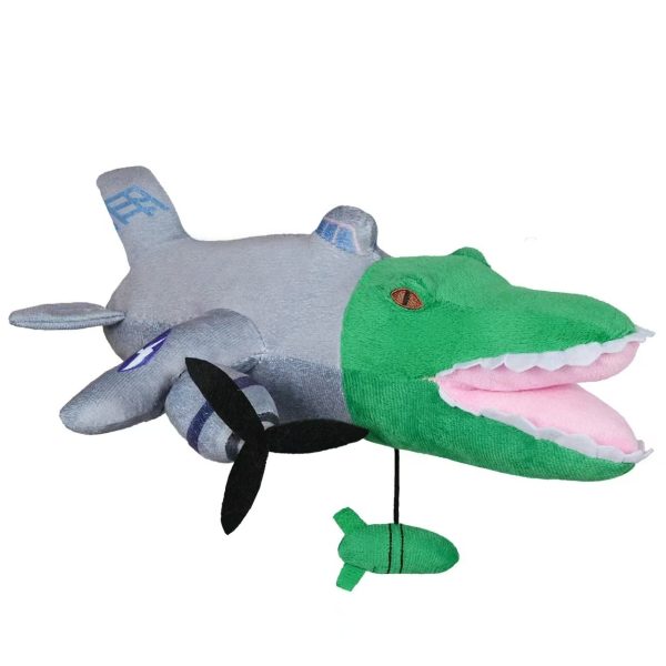 Jucarie Moale de Plus Italian Brainrot  cu Agatatoare Model Bombardiro Crocodilo Avion Jucarie Moale pentru Copii 28 x 10 cm Verde