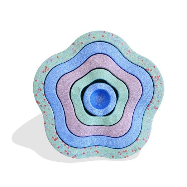 Jucarie Senzoriala de Echilibru, Flippy, Tip Stepping Stones, 5 Piese, din Spuma, pentru Miscare, Sarituri, Prindere, Diametru 28 cm, Model 4, Multicolor