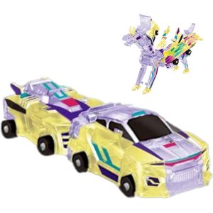 Jucarie Transformabila 2in1, Flippy, Crystal Wing Flying Dragon, Masina/Dragon, Atractie Magnetica, Fluorescent, +3 Ani, din ABS, Multicolor