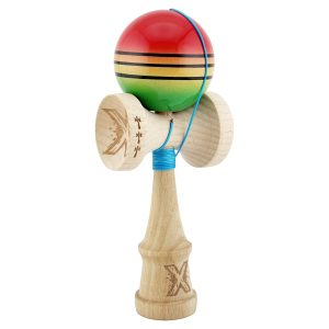 Kendama X Originala, Profesionala, Flippy, Big Cups V2, Super Sticky Legendary Cupe Mari, Rulment Metalic cu Ata 55 cm, Rosu/Galben/Verde