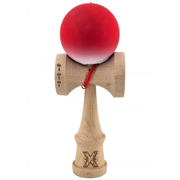 Kendama X Originala Profesionala  Big Cups V2 Rubber Grip cu Cupe Mari Rulment Metalic cu Ata 55 cm Gradient Rosu/Alb