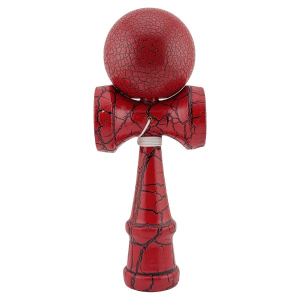 Kendama X Originala, Profesionala, Flippy, Kendama Cracked, din Lemn, 18 cm, Rosu/Negru