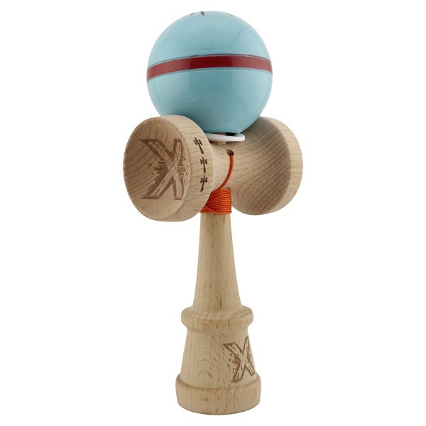 Kendama X Originala Silken, Profesionala, Flippy, Cupe Mari KING SIZE V3, Super Sticky, Gaura in Baza, Rulment Metalic, din lemn 18 cm, Ata 55 cm, Albastru deschis