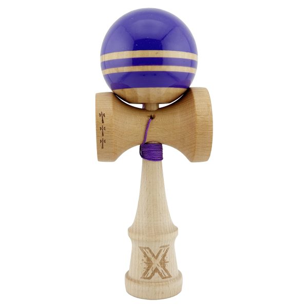 Kendama X Rainbow Originala Profesionala  Big Cups V2 Super Sticky cu Cupe Mari Rulment Metalic din lemn 18 cm Ata 55 cm Indigo/Maro