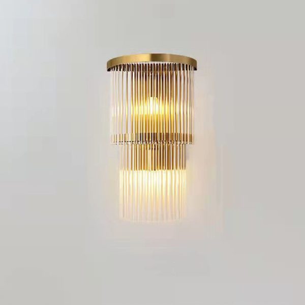 Lampa de Perete in Interior, Flippy, Lampa de Lux pentru Decor de Interior, Corp de Iluminat Tip aplica, din Inox Auriu si Cristal, Lumina Calda Rece Neutra, 43 x 25 cm, Ideal pentru Camere Mici si Medii, Transparent Auriu