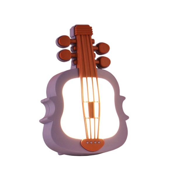 Lampa de Veghe  cu Protectie pentru Ochi Model Violina Lumina Calda Incarcare USB ABS 14.3x5x9.9 cm Mov/ Portocaliu