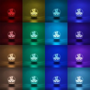 Lampa LED decorativa, Flippy, 3D, cu text "I love you", doua moduri de alimentare USB si baterii, 20 cm inaltime, din material acril si lumina multicolora, alb