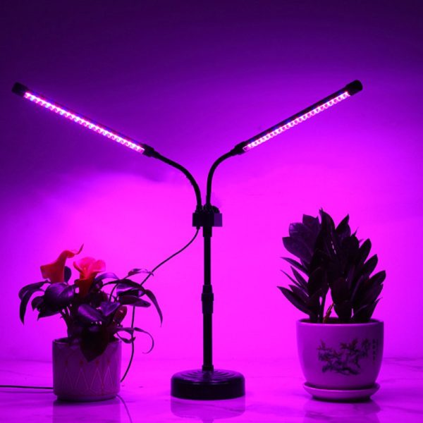 Lampa UV pentru cresterea plantelor  Alimentare cu USB 10W 2 capete 48 LED-uri 9 nivele lumina Timer Inaltime Ajustabila pana la 65 cm Lumina Mov