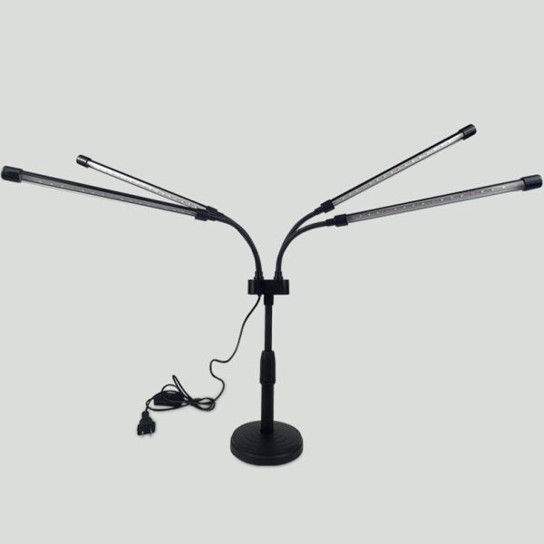 Lampa UV pentru cresterea plantelor, Flippy, conectare la retea, 20W, 4 capete, 72 LED-uri, ajustabila pana la 66.5 cm, Lumina Alb Mov 