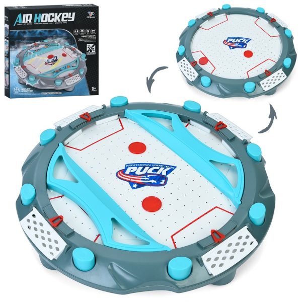 Masa Air Hockey, Flippy, cu Tabela de Scor, 2 Pucuri, Fara Picioare, din ABS, pentru Adulti/Copii +5 Ani, 35.5 x 7.8 x 35.5 cm, Gri