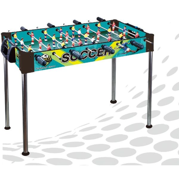 Masa de Fotbal, Flippy, cu Picioare Inalte, 8 Manere, Tablou de Scor, 86 x 62 x 65 cm, din Lemn/Otel si ABS, Albastru