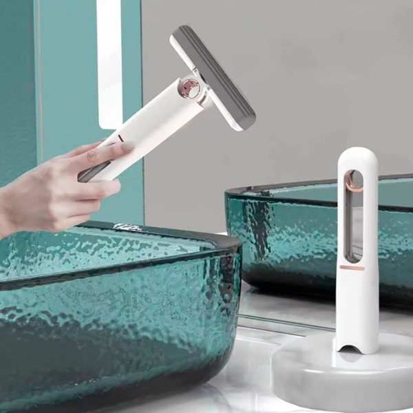 Mop de Mana Flippy, Mini-Portabil, cu Sistem de Stoarcere, Dispozitiv de Curatat Manual, cu Burete Absorbant, din PVA, 29.5 x 15.5 cm, 3 Rezerve, Alb