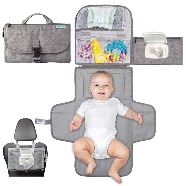 Geanta Multifunctionala  Tip Aleza de Schimbat Scutece Impermeabila din Panza Oxford cu Buzunare Usor de Agatat 30 x 20 cm Gri