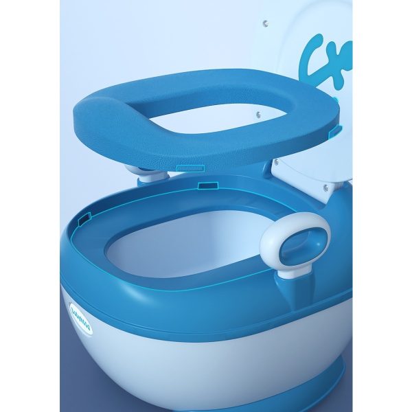 Olita pentru Copii, Flippy, +1an, Portabila, Design cu Ancora, cu Capac, Model Prietenos, Non-Toxic, Compartiment Detasabil, cu Manere, cu 4 Picioare, Usor de Curatat, 46*33*32 cm, Albastru