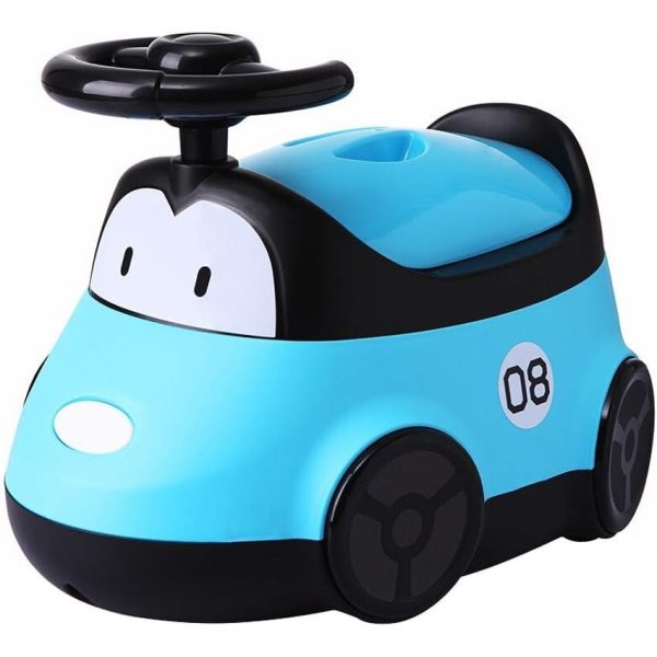 Olita pentru Copii  +1an Portabila Design Masinuta cu Capac Model Prietenos Non-Toxic Compartiment Detasabil Usor de Curatat Albastru