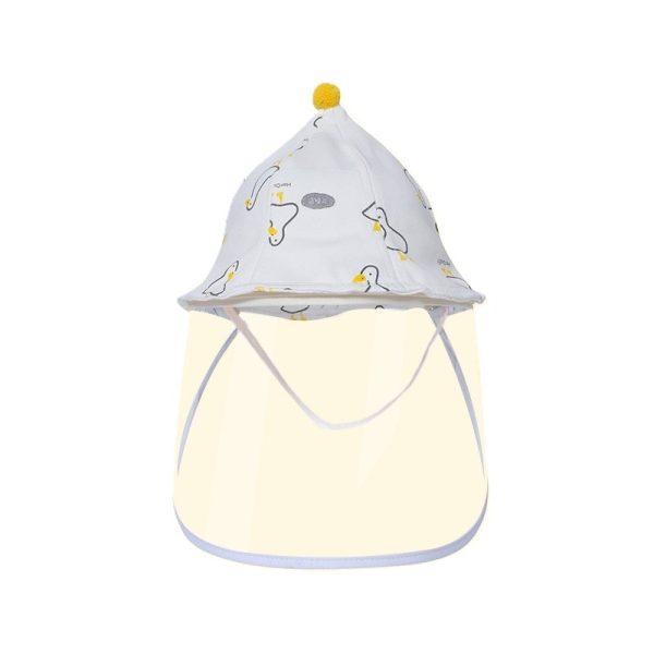 Palarie de Protectie pentru Bebelusi, Flippy, Model Ratuste, Pescareasca, de Primavara si Toamna, cu Masca si Fermoar, 45 cm, pentru 3-6 Luni, Alb