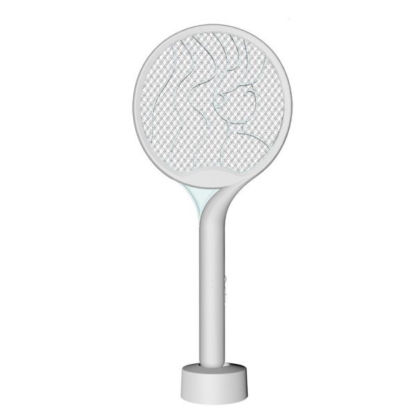 Paleta Electrica pentru Tantari Muste si Tantari 2in1  Reincarcabila Incarcare USB 2600V Plastic Casa si Gradina Anti-insecte Stand 23x51 cm Gri