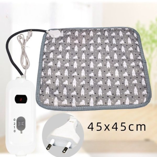 Patura electrica pentru animale de companie, perna pentru caini, 45 x 45 cm, 25W,  2 trepte de reglaj perna pentru pisici, anti-alunecare, Gri