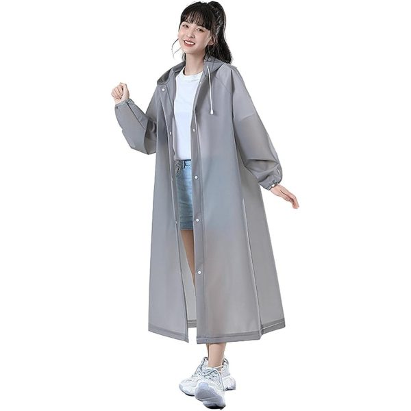 Pelerina de Ploaie, Flippy, pentru Adulti 150-180 cm, din EVA, Impermeabila, Rezistenta la Vant, Inchidere cu Capse, 140 g, Gri