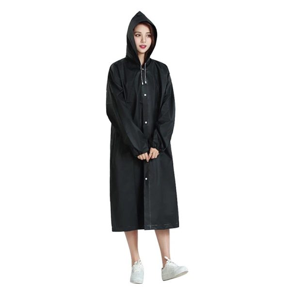 Pelerina de Ploaie, Flippy, pentru Adulti 150-180 cm, din EVA, Impermeabila, Rezistenta la Vant, Inchidere cu Capse, 140 g, Negru