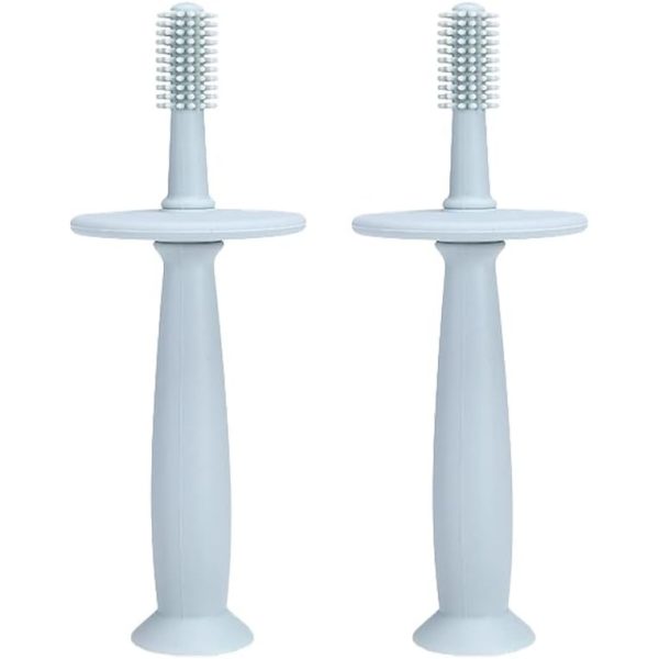 Periuta de Dinti din Silicon pentru Bebelusi, Flippy, fara BPA, 360 Grade, Bariera Anti-Inghitire, Maner Ergonomic, 12.5 x 15 cm, Albastru