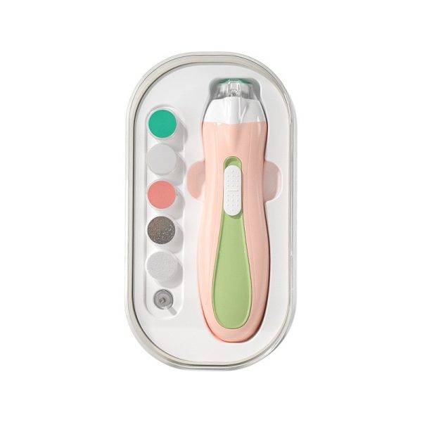Pila Electrica, Flippy, pentru Copii si Bebelusi, din ABS, 6 Accesorii, cu Lumina LED, 9.5 x 6 x 17 cm, Verde/Roz